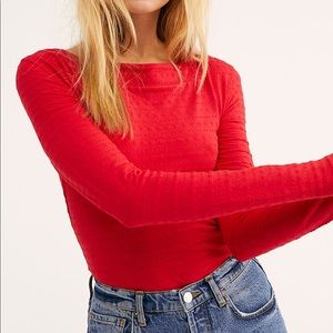 We the Free Tried and True Textured Tee in Red